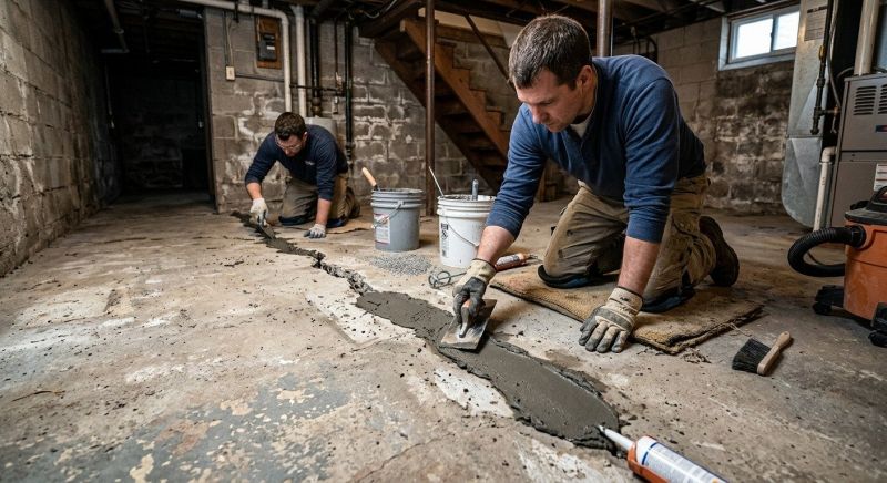 Cracked Basement Floor Repair in North Wales, PA